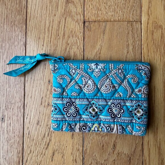 Vera Bradley Blue Paisley Quilted Zippered Coin Purse - Picture 1 of 5